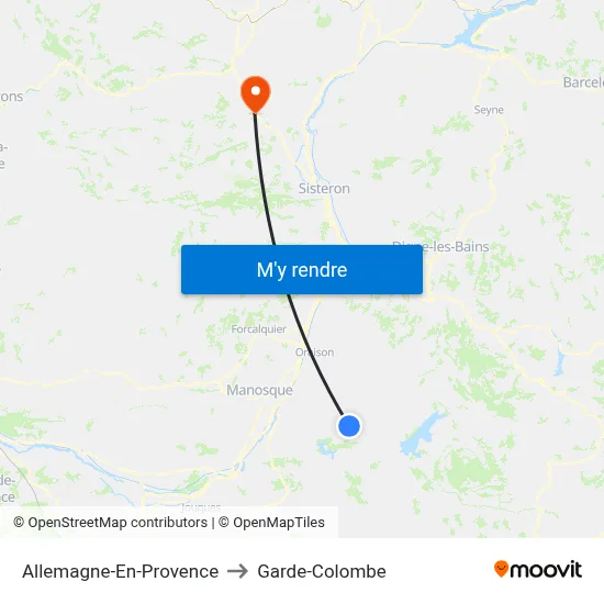 Allemagne-En-Provence to Garde-Colombe map