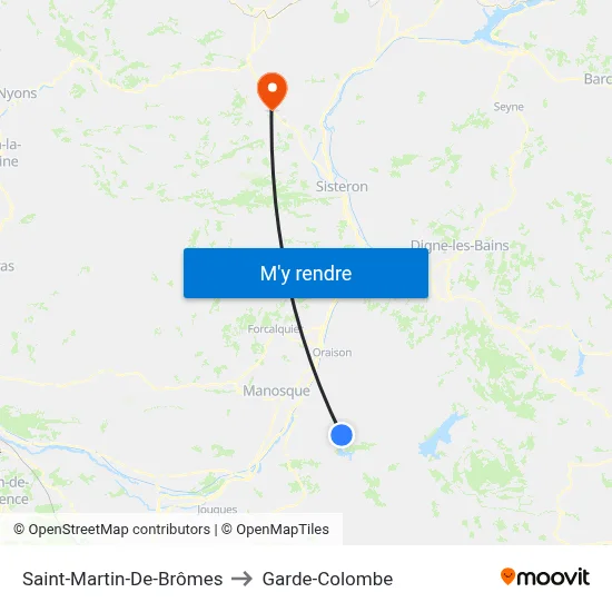 Saint-Martin-De-Brômes to Garde-Colombe map