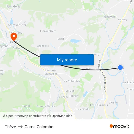 Thèze to Garde-Colombe map