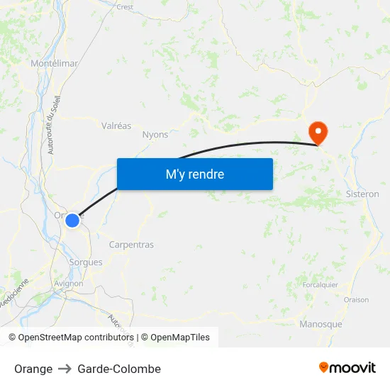 Orange to Garde-Colombe map