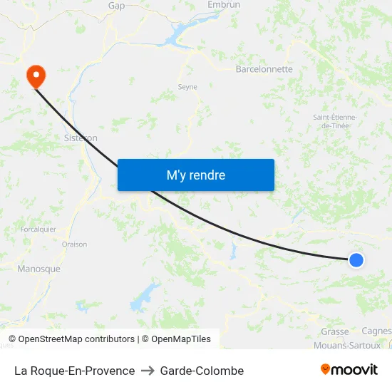 La Roque-En-Provence to Garde-Colombe map