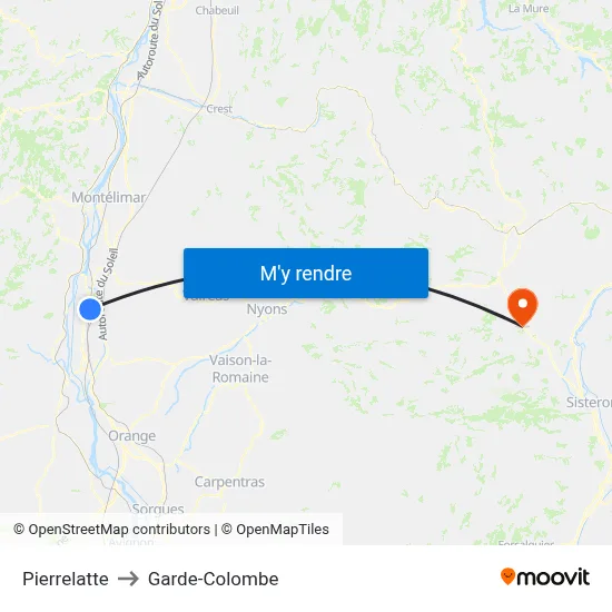 Pierrelatte to Garde-Colombe map