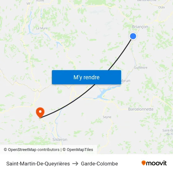 Saint-Martin-De-Queyrières to Garde-Colombe map