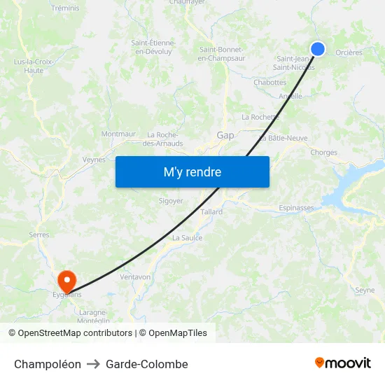 Champoléon to Garde-Colombe map