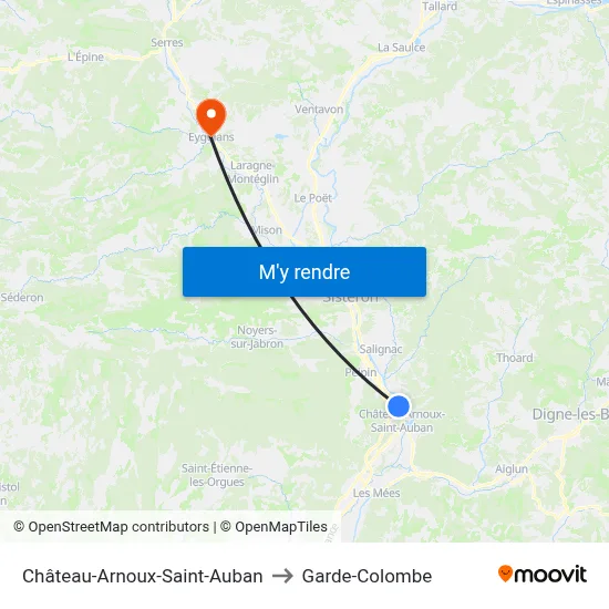 Château-Arnoux-Saint-Auban to Garde-Colombe map