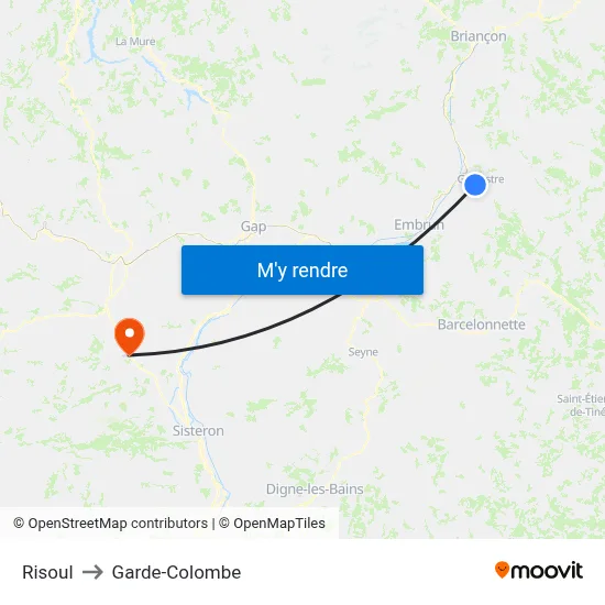Risoul to Garde-Colombe map