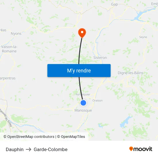 Dauphin to Garde-Colombe map