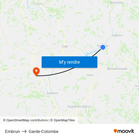 Embrun to Garde-Colombe map