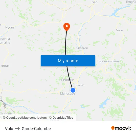 Volx to Garde-Colombe map
