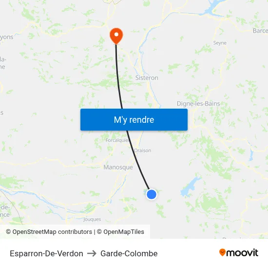 Esparron-De-Verdon to Garde-Colombe map