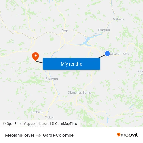 Méolans-Revel to Garde-Colombe map