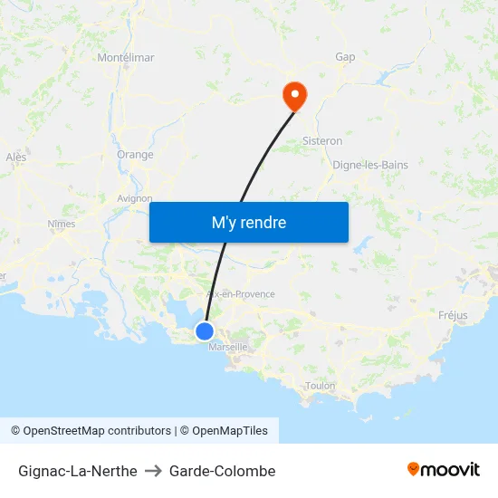 Gignac-La-Nerthe to Garde-Colombe map