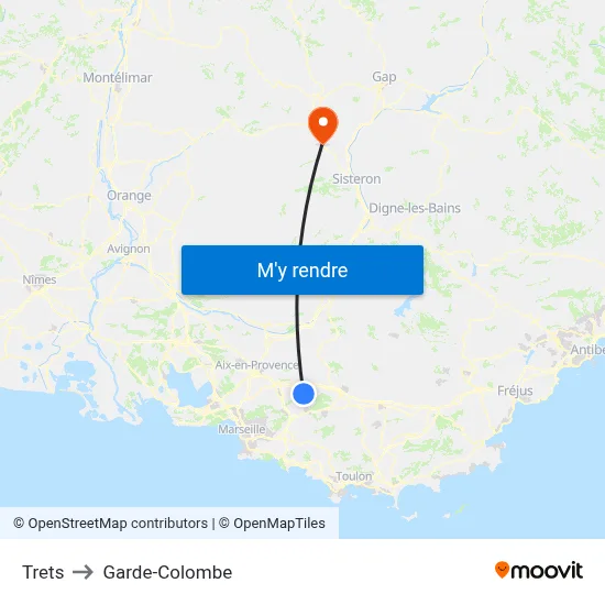 Trets to Garde-Colombe map