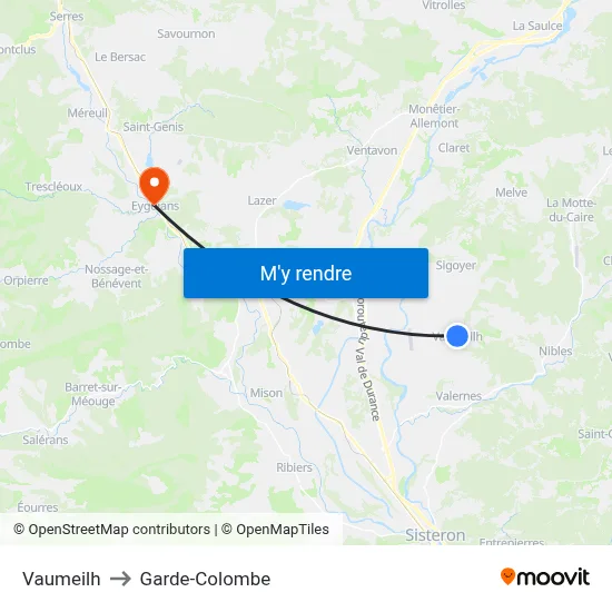 Vaumeilh to Garde-Colombe map