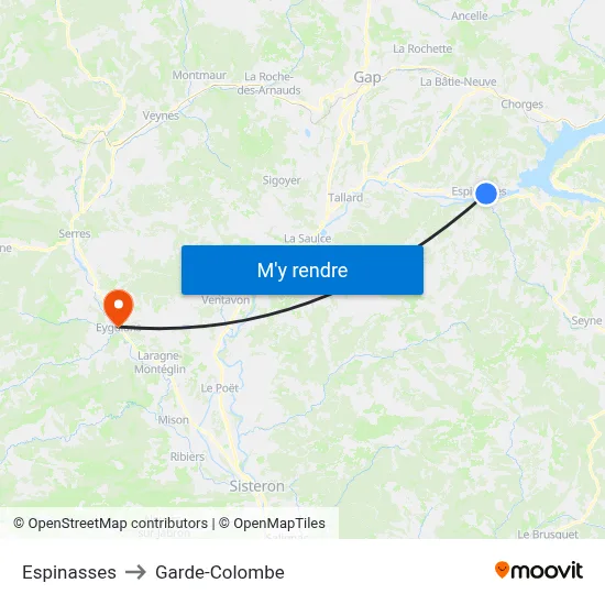 Espinasses to Garde-Colombe map