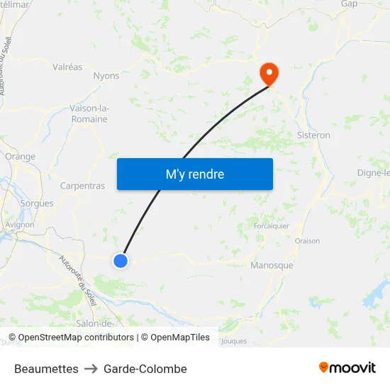 Beaumettes to Garde-Colombe map