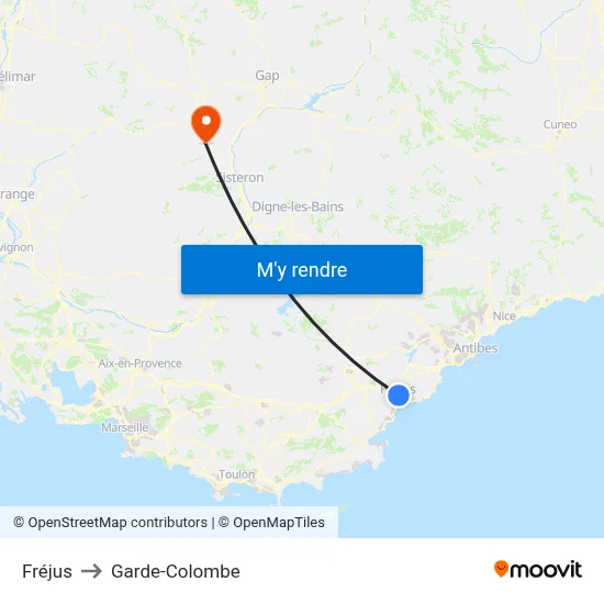 Fréjus to Garde-Colombe map
