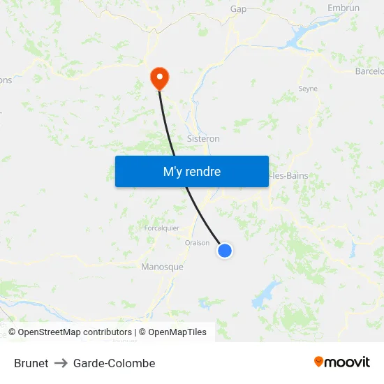 Brunet to Garde-Colombe map
