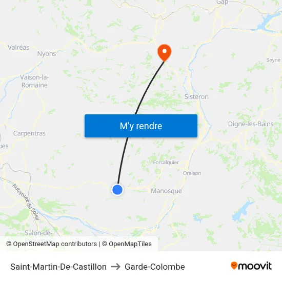 Saint-Martin-De-Castillon to Garde-Colombe map
