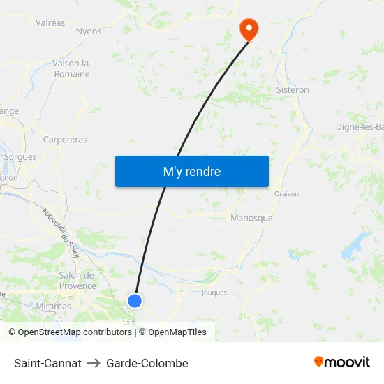 Saint-Cannat to Garde-Colombe map