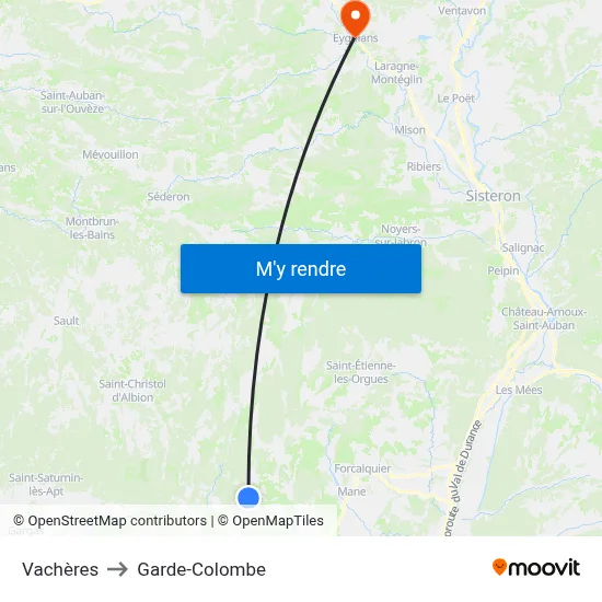 Vachères to Garde-Colombe map