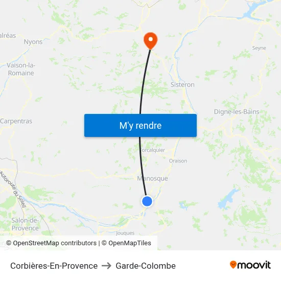 Corbières-En-Provence to Garde-Colombe map