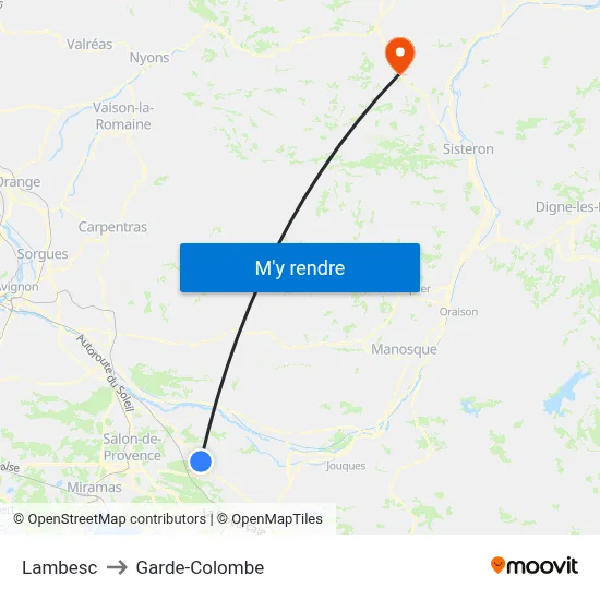 Lambesc to Garde-Colombe map
