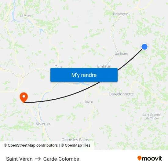 Saint-Véran to Garde-Colombe map