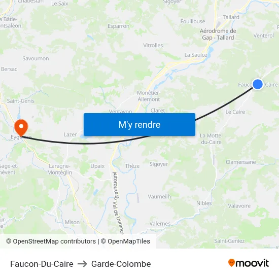 Faucon-Du-Caire to Garde-Colombe map