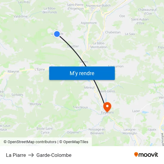 La Piarre to Garde-Colombe map