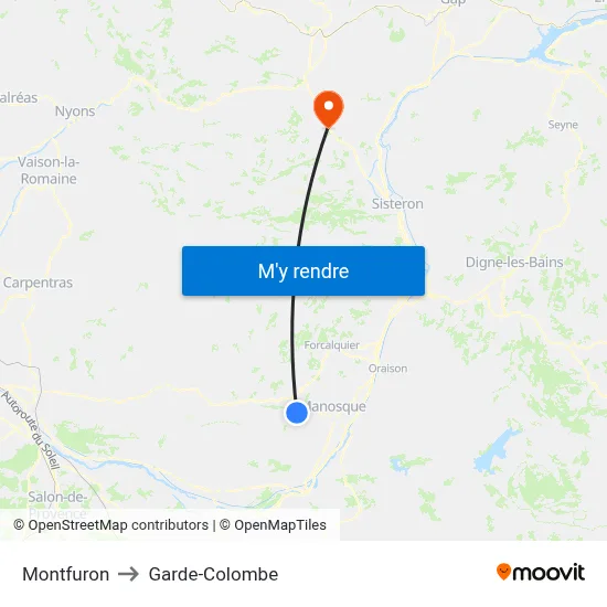 Montfuron to Garde-Colombe map