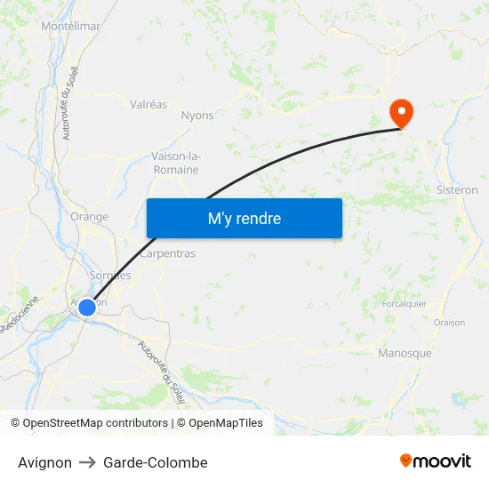 Avignon to Garde-Colombe map