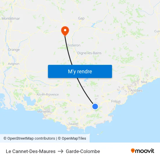 Le Cannet-Des-Maures to Garde-Colombe map