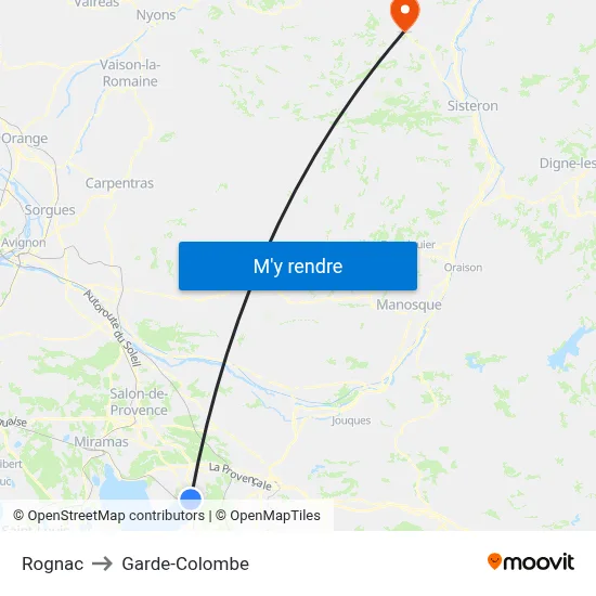 Rognac to Garde-Colombe map