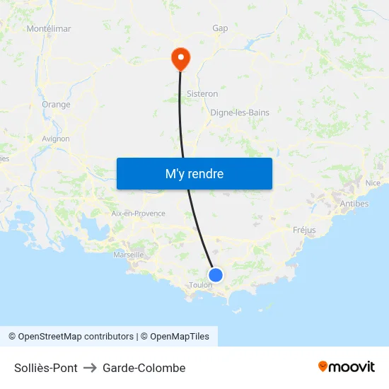 Solliès-Pont to Garde-Colombe map