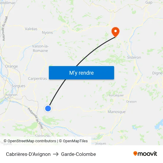 Cabrières-D'Avignon to Garde-Colombe map