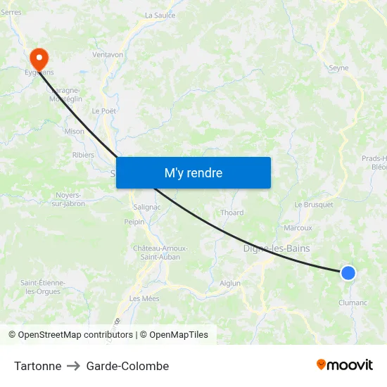 Tartonne to Garde-Colombe map