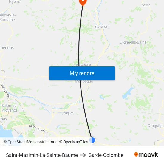 Saint-Maximin-La-Sainte-Baume to Garde-Colombe map