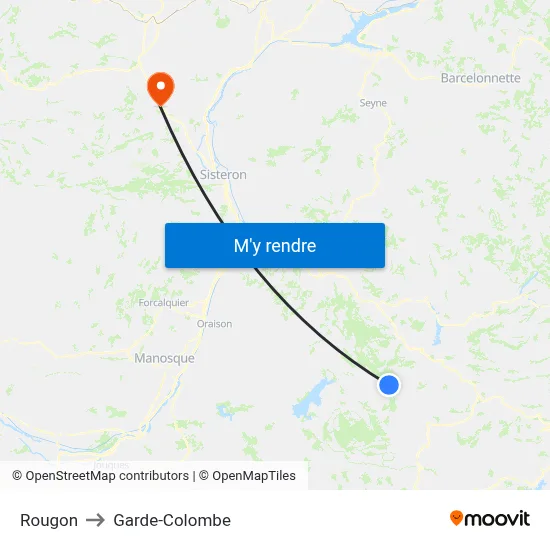 Rougon to Garde-Colombe map