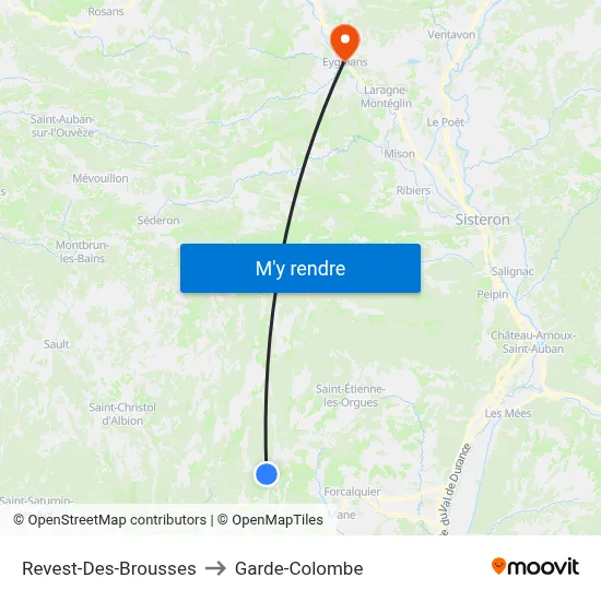 Revest-Des-Brousses to Garde-Colombe map