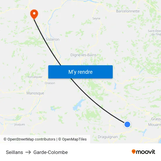 Seillans to Garde-Colombe map