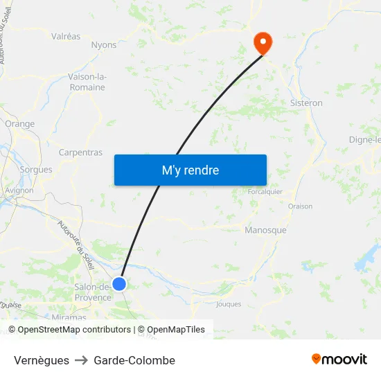 Vernègues to Garde-Colombe map