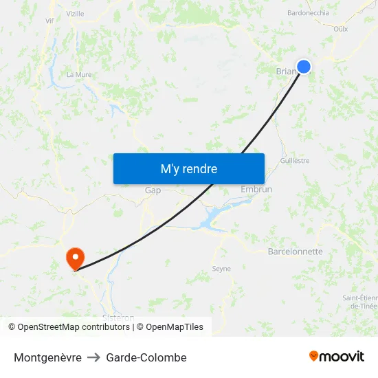 Montgenèvre to Garde-Colombe map