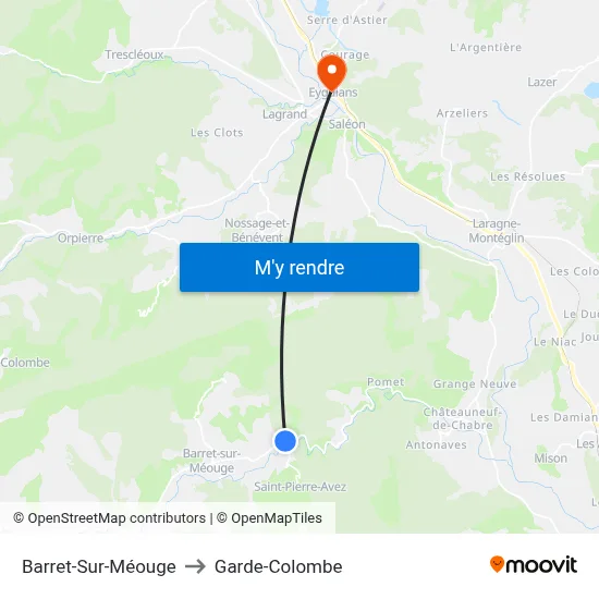 Barret-Sur-Méouge to Garde-Colombe map