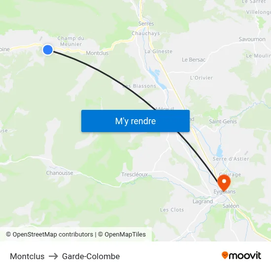Montclus to Garde-Colombe map