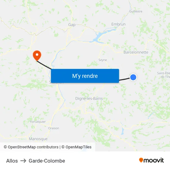 Allos to Garde-Colombe map
