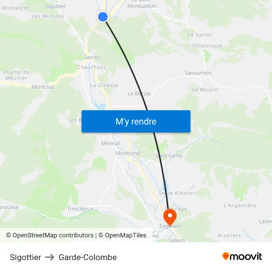 Sigottier to Garde-Colombe map