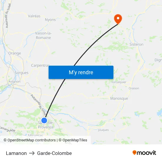 Lamanon to Garde-Colombe map