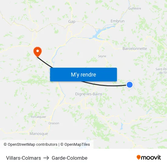 Villars-Colmars to Garde-Colombe map