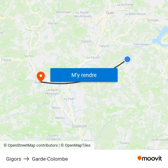 Gigors to Garde-Colombe map
